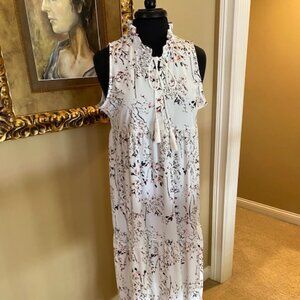 Summer Dress with Tassel Tie Front, Ankle Length, Ruffle Details, Ankle SZ Large